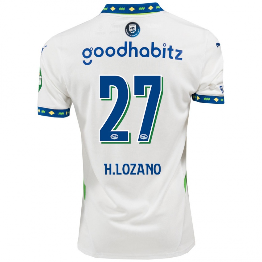 Niño Camiseta Hirving Lozano #27 Blanco Azul Oscuro Equipación Tercera 2024/25 La Camisa Argentina