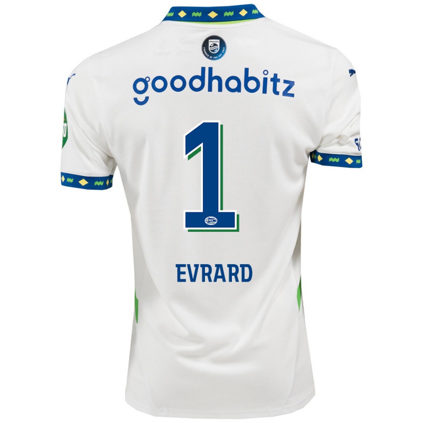 Niño Camiseta Nicky Evrard #1 Blanco Azul Oscuro Equipación Tercera 2024/25 La Camisa Argentina