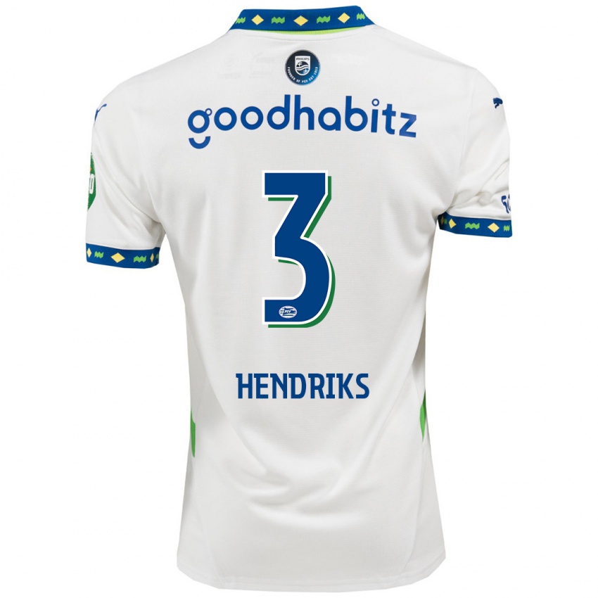 Niño Camiseta Gwyneth Hendriks #3 Blanco Azul Oscuro Equipación Tercera 2024/25 La Camisa Argentina