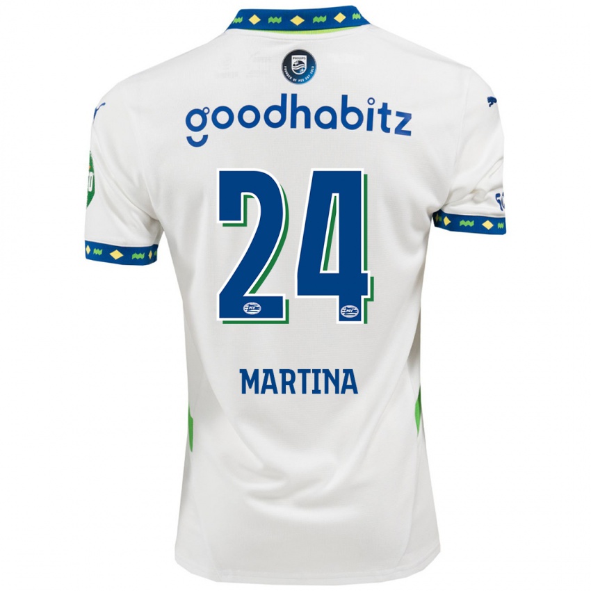 Niño Camiseta Shijona Martina #24 Blanco Azul Oscuro Equipación Tercera 2024/25 La Camisa Argentina