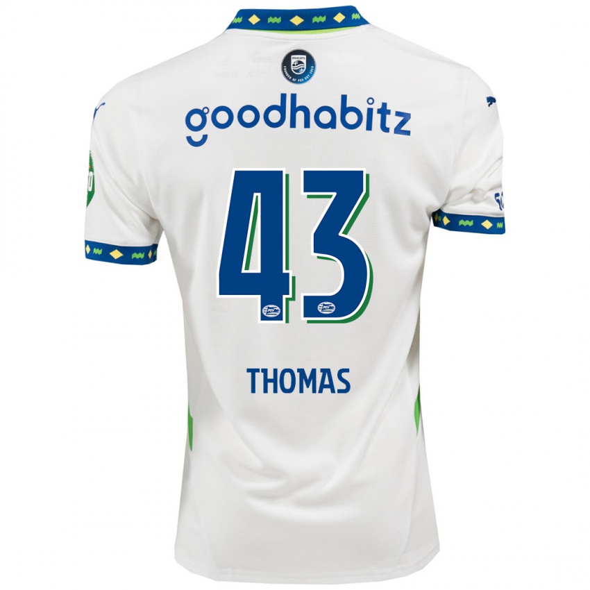 Niño Camiseta Kealyn Thomas #43 Blanco Azul Oscuro Equipación Tercera 2024/25 La Camisa Argentina