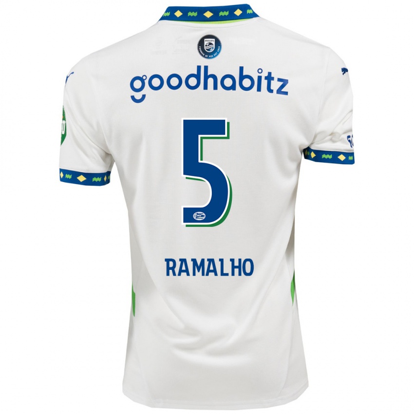 Niño Camiseta André Ramalho #5 Blanco Azul Oscuro Equipación Tercera 2024/25 La Camisa Argentina