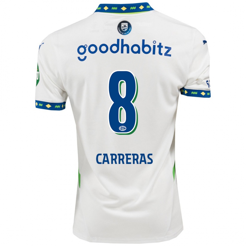 Niño Camiseta Georgina Carreras #8 Blanco Azul Oscuro Equipación Tercera 2024/25 La Camisa Argentina