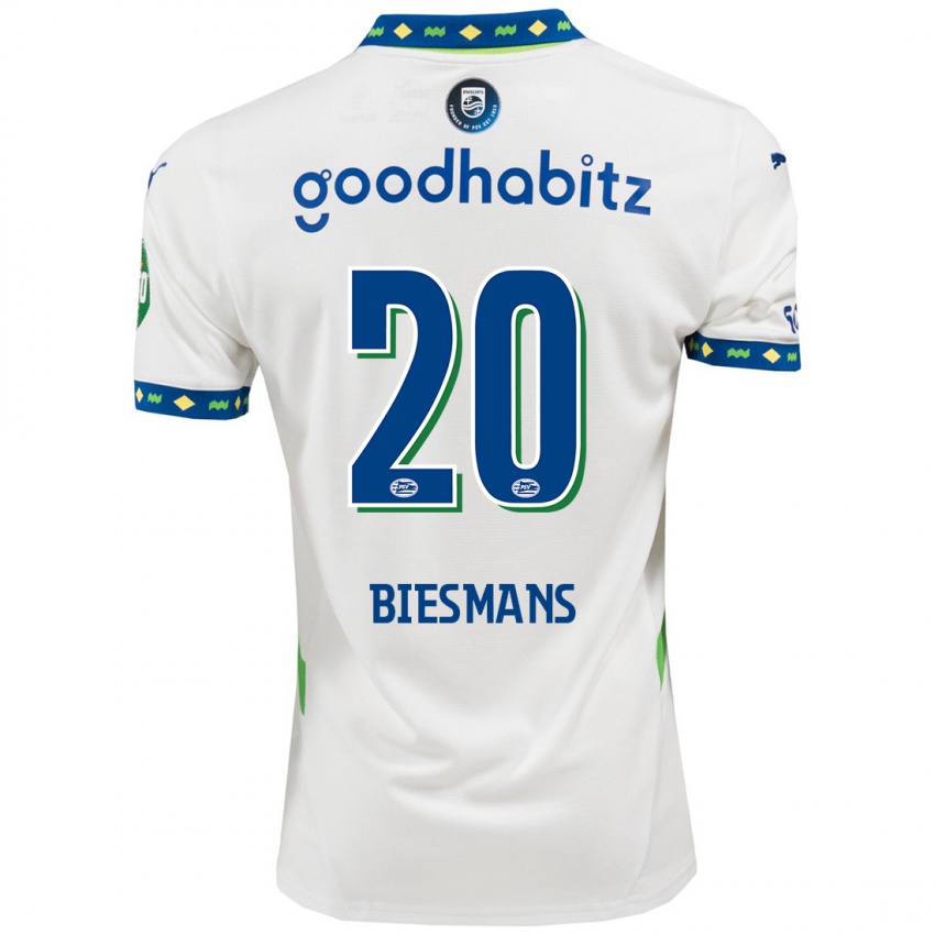 Niño Camiseta Julie Biesmans #20 Blanco Azul Oscuro Equipación Tercera 2024/25 La Camisa Argentina