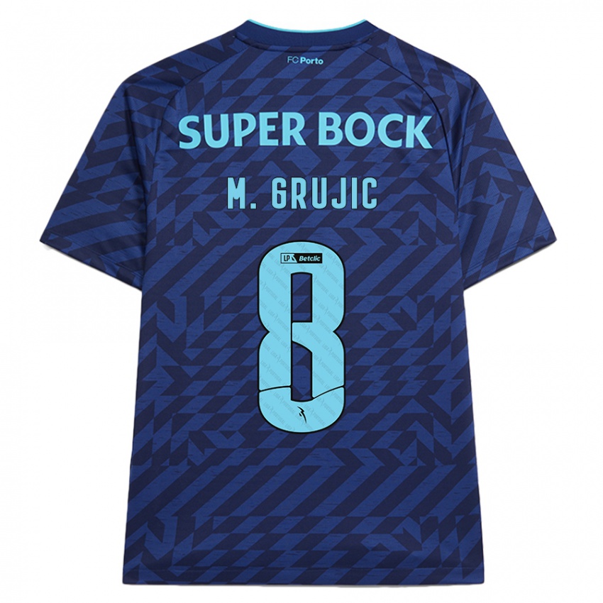 Niño Camiseta Marko Grujic #8 Azul Marino Equipación Tercera 2024/25 La Camisa Argentina