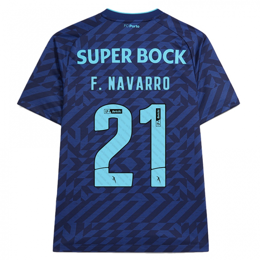 Niño Camiseta Fran Navarro #21 Azul Marino Equipación Tercera 2024/25 La Camisa Argentina