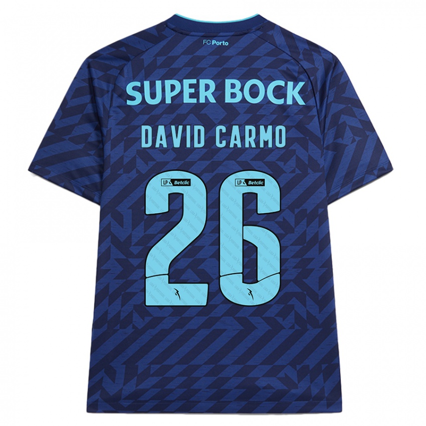 Niño Camiseta David Carmo #26 Azul Marino Equipación Tercera 2024/25 La Camisa Argentina