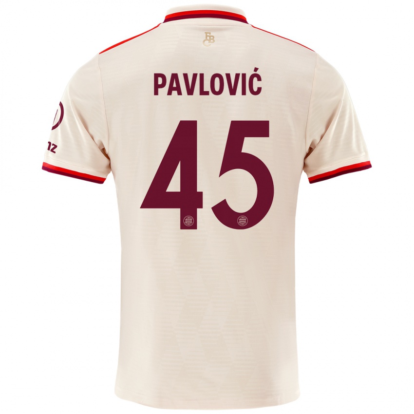 Niño Camiseta Aleksandar Pavlovic #45 Lino Equipación Tercera 2024/25 La Camisa Argentina