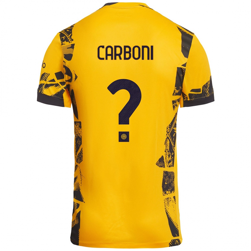 Niño Camiseta Franco Carboni #0 Dorado Negro Equipación Tercera 2024/25 La Camisa Argentina