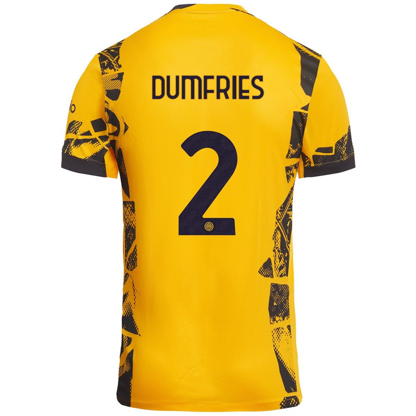 Niño Camiseta Denzel Dumfries #2 Dorado Negro Equipación Tercera 2024/25 La Camisa Argentina