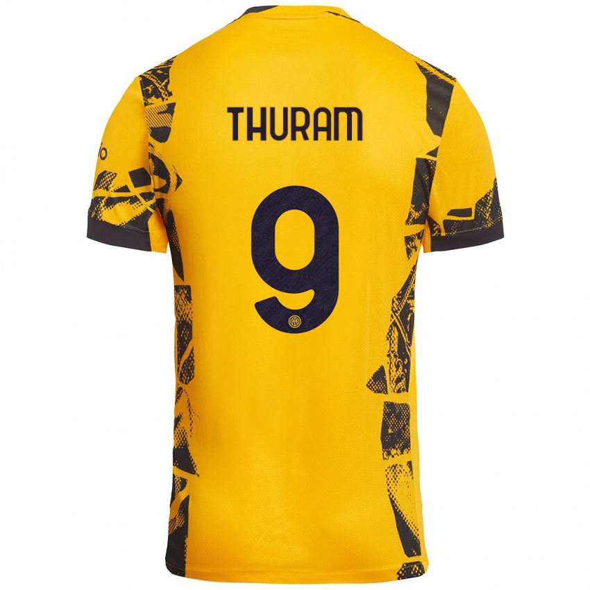 Niño Camiseta Marcus Thuram #9 Dorado Negro Equipación Tercera 2024/25 La Camisa Argentina