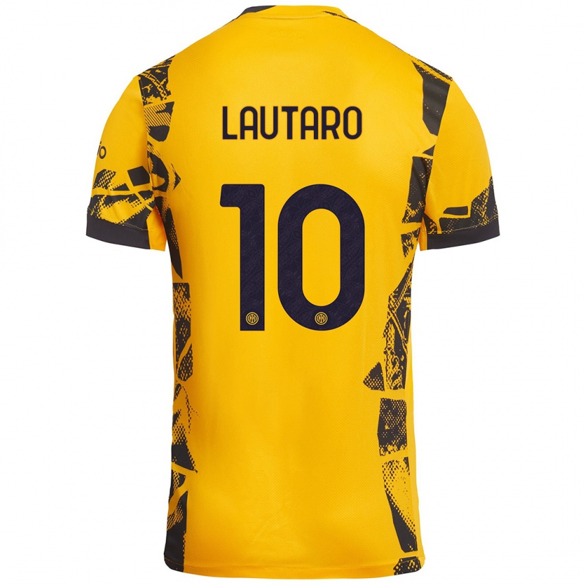 Niño Camiseta Lautaro Martínez #10 Dorado Negro Equipación Tercera 2024/25 La Camisa Argentina