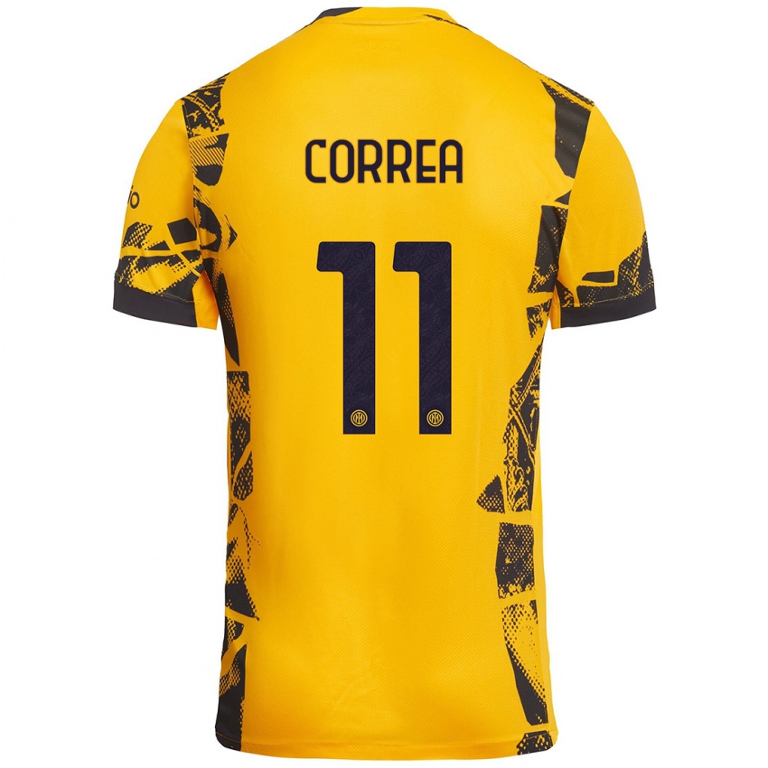 Niño Camiseta Joaquín Correa #11 Dorado Negro Equipación Tercera 2024/25 La Camisa Argentina