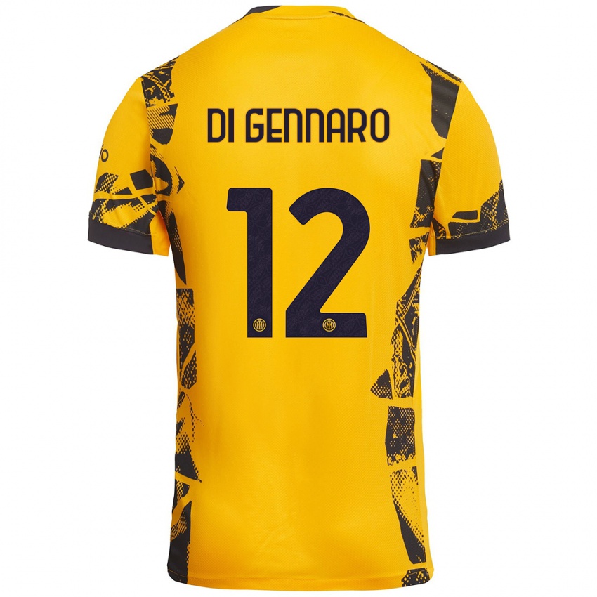 Niño Camiseta Raffaele Di Gennaro #12 Dorado Negro Equipación Tercera 2024/25 La Camisa Argentina