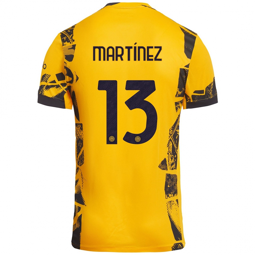 Niño Camiseta Josep Martínez #13 Dorado Negro Equipación Tercera 2024/25 La Camisa Argentina