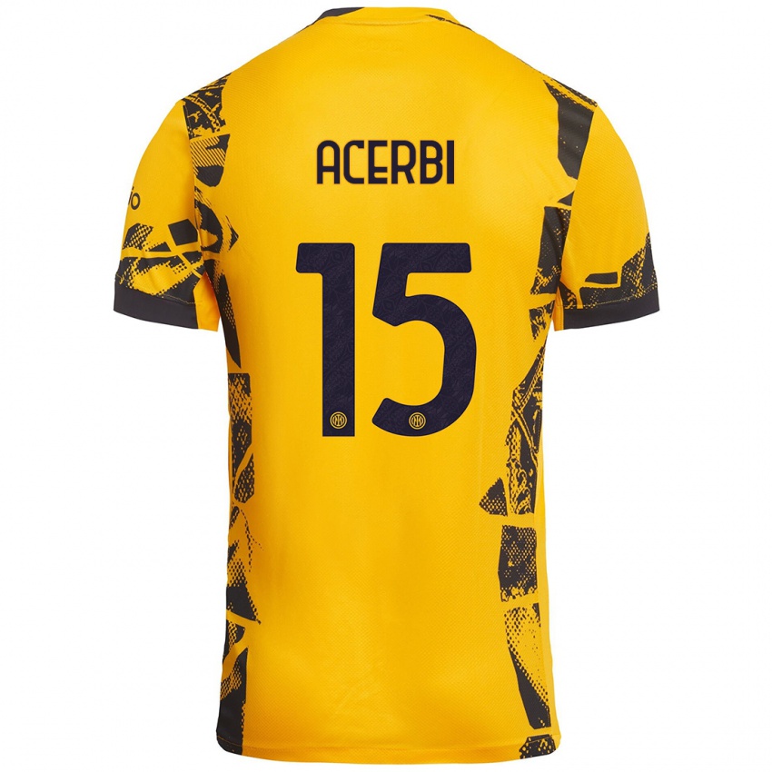 Niño Camiseta Francesco Acerbi #15 Dorado Negro Equipación Tercera 2024/25 La Camisa Argentina