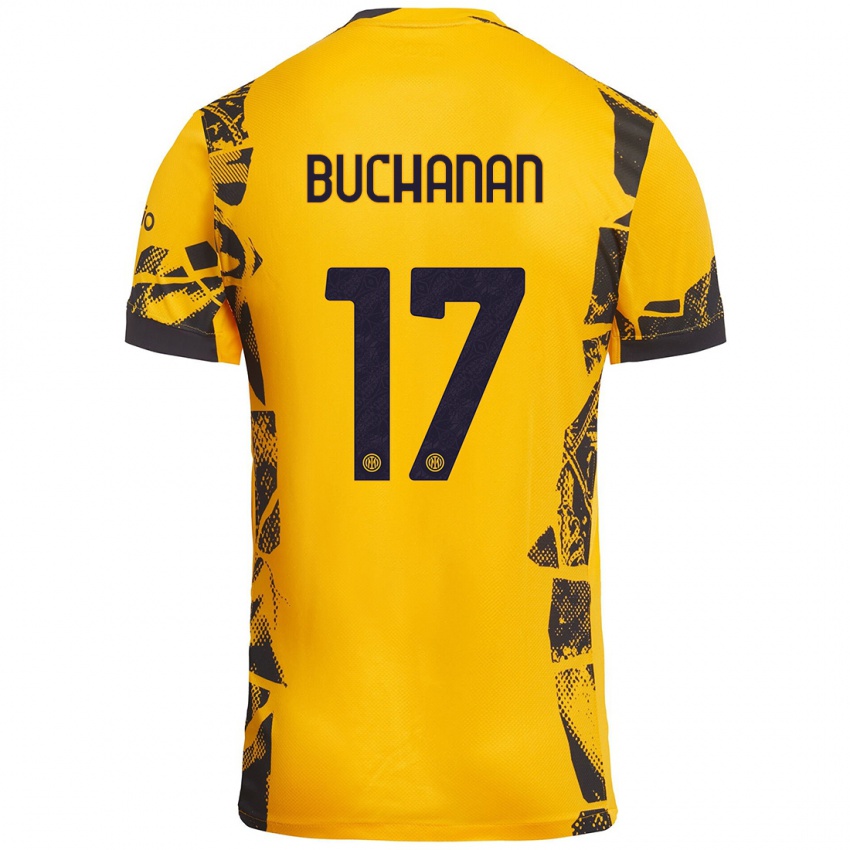 Niño Camiseta Tajon Buchanan #17 Dorado Negro Equipación Tercera 2024/25 La Camisa Argentina