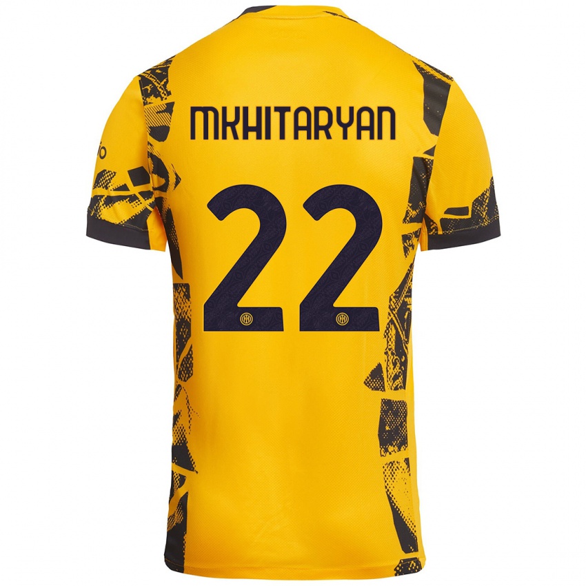 Niño Camiseta Henrikh Mkhitaryan #22 Dorado Negro Equipación Tercera 2024/25 La Camisa Argentina