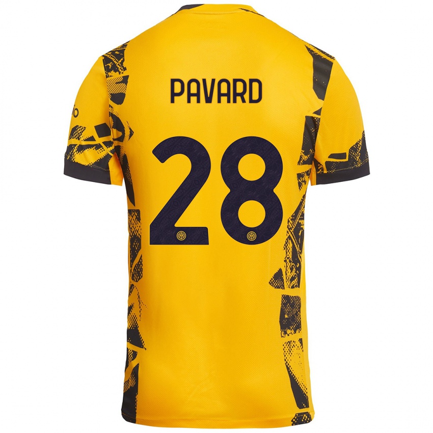 Niño Camiseta Benjamin Pavard #28 Dorado Negro Equipación Tercera 2024/25 La Camisa Argentina