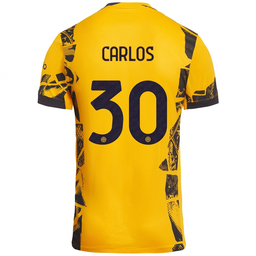 Niño Camiseta Carlos Augusto #30 Dorado Negro Equipación Tercera 2024/25 La Camisa Argentina