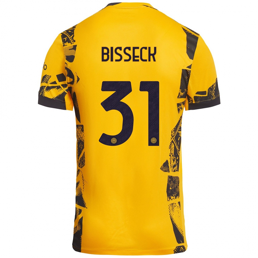 Niño Camiseta Yann Bisseck #31 Dorado Negro Equipación Tercera 2024/25 La Camisa Argentina