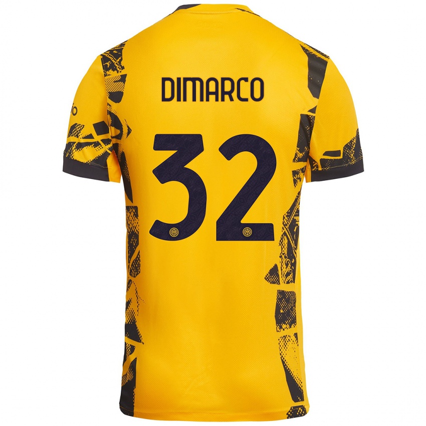 Niño Camiseta Federico Dimarco #32 Dorado Negro Equipación Tercera 2024/25 La Camisa Argentina