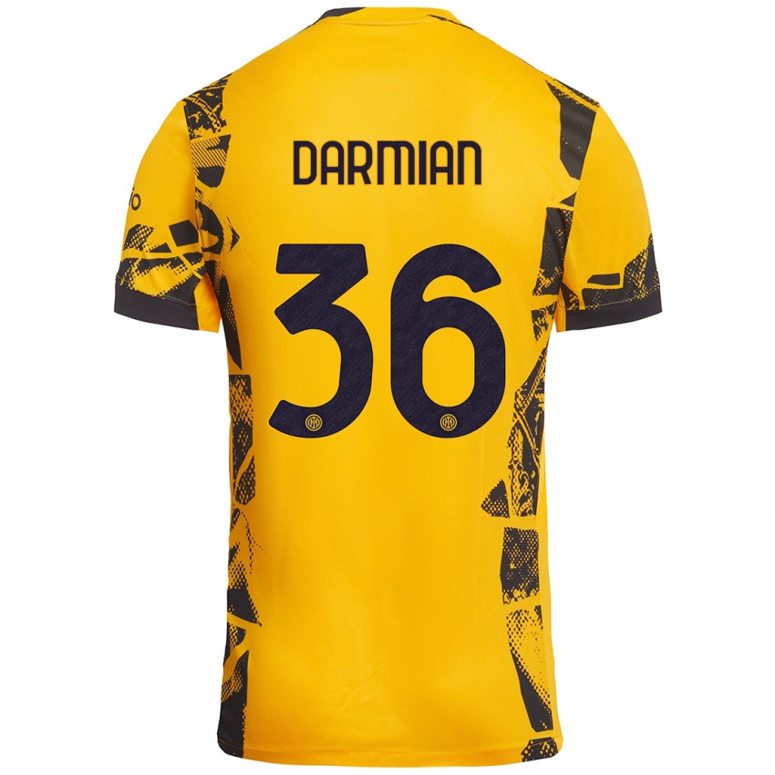 Niño Camiseta Matteo Darmian #36 Dorado Negro Equipación Tercera 2024/25 La Camisa Argentina