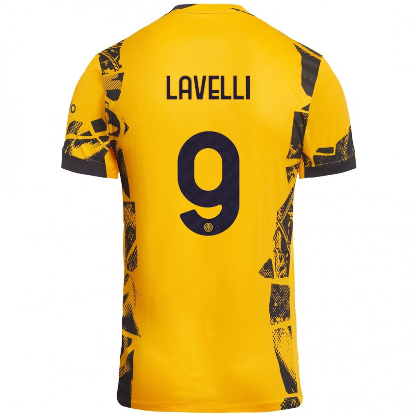 Niño Camiseta Matteo Lavelli #9 Dorado Negro Equipación Tercera 2024/25 La Camisa Argentina