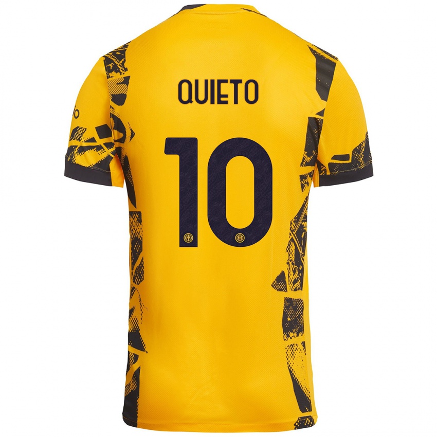 Niño Camiseta Daniele Quieto #10 Dorado Negro Equipación Tercera 2024/25 La Camisa Argentina