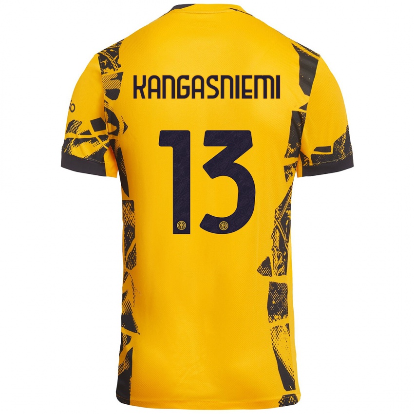 Niño Camiseta Ilari Kangasniemi #13 Dorado Negro Equipación Tercera 2024/25 La Camisa Argentina