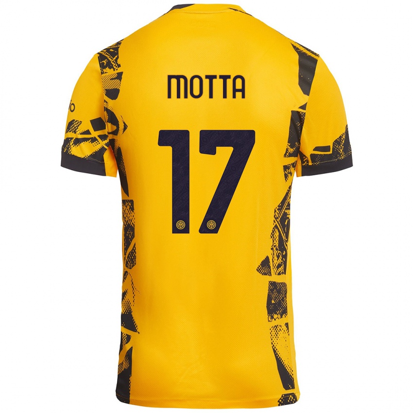 Niño Camiseta Matteo Motta #17 Dorado Negro Equipación Tercera 2024/25 La Camisa Argentina