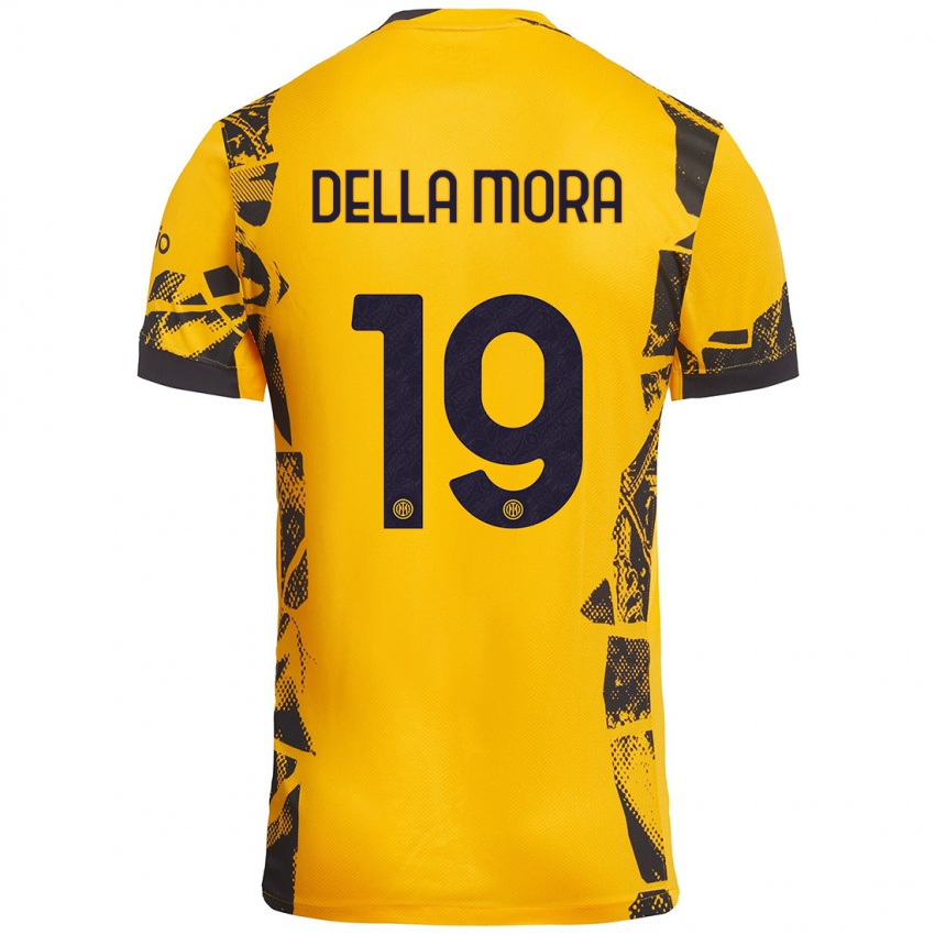 Niño Camiseta Tommaso Della Mora #19 Dorado Negro Equipación Tercera 2024/25 La Camisa Argentina