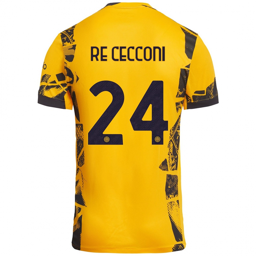 Niño Camiseta Gabriele Re Cecconi #24 Dorado Negro Equipación Tercera 2024/25 La Camisa Argentina