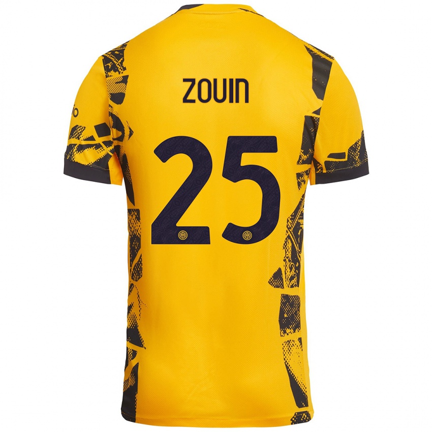 Niño Camiseta Aymen Zouin #25 Dorado Negro Equipación Tercera 2024/25 La Camisa Argentina