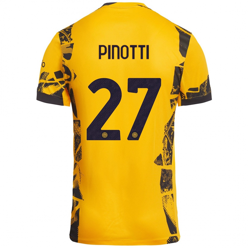 Niño Camiseta Manuel Pinotti #27 Dorado Negro Equipación Tercera 2024/25 La Camisa Argentina