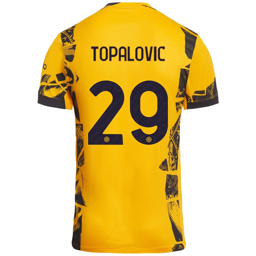 Niño Camiseta Luka Topalovic #29 Dorado Negro Equipación Tercera 2024/25 La Camisa Argentina