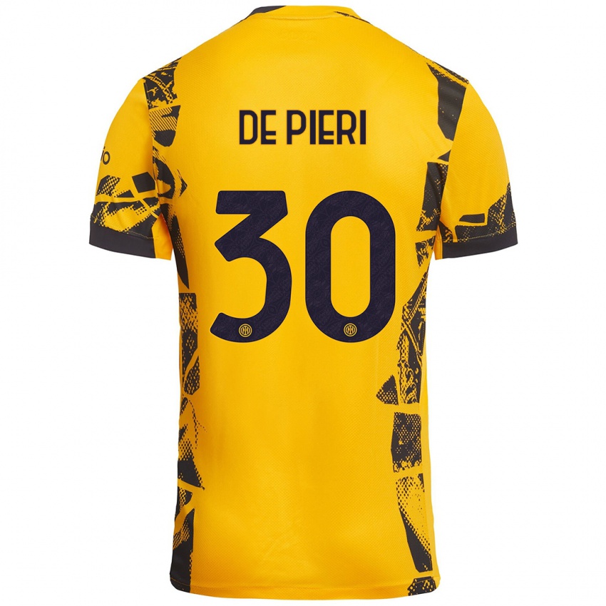 Niño Camiseta Giacomo De Pieri #30 Dorado Negro Equipación Tercera 2024/25 La Camisa Argentina