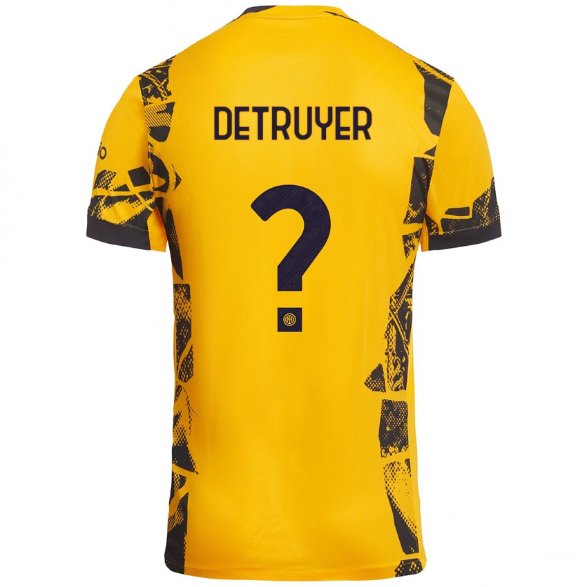 Niño Camiseta Marie Detruyer #0 Dorado Negro Equipación Tercera 2024/25 La Camisa Argentina