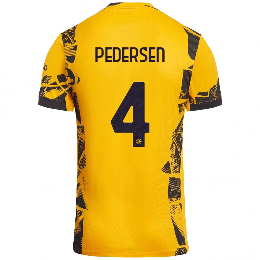 Niño Camiseta Sofie Junge Pedersen #4 Dorado Negro Equipación Tercera 2024/25 La Camisa Argentina