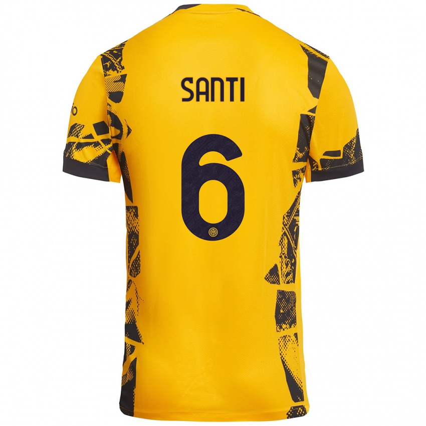 Niño Camiseta Irene Santi #6 Dorado Negro Equipación Tercera 2024/25 La Camisa Argentina