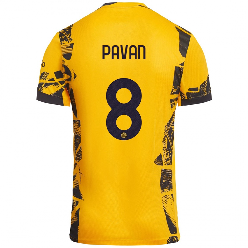 Niño Camiseta Matilde Pavan #8 Dorado Negro Equipación Tercera 2024/25 La Camisa Argentina