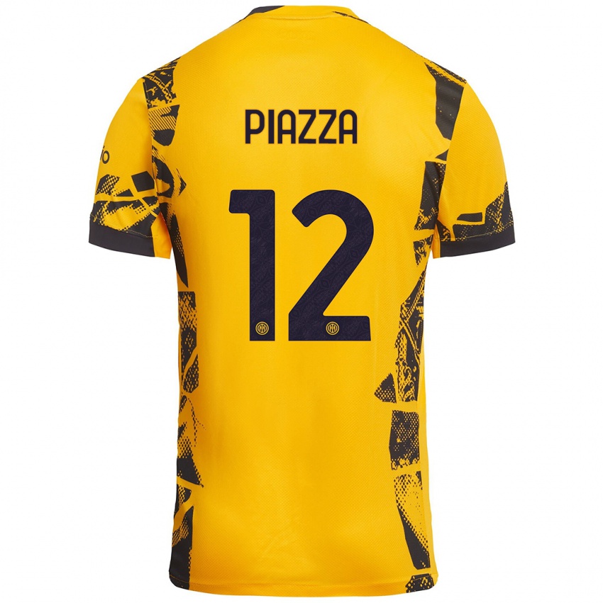 Niño Camiseta Alessia Piazza #12 Dorado Negro Equipación Tercera 2024/25 La Camisa Argentina