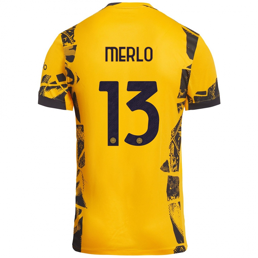 Niño Camiseta Beatrice Merlo #13 Dorado Negro Equipación Tercera 2024/25 La Camisa Argentina