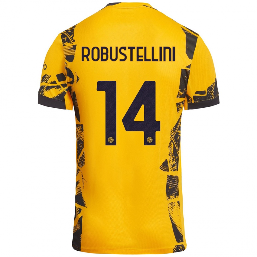 Niño Camiseta Chiara Robustellini #14 Dorado Negro Equipación Tercera 2024/25 La Camisa Argentina