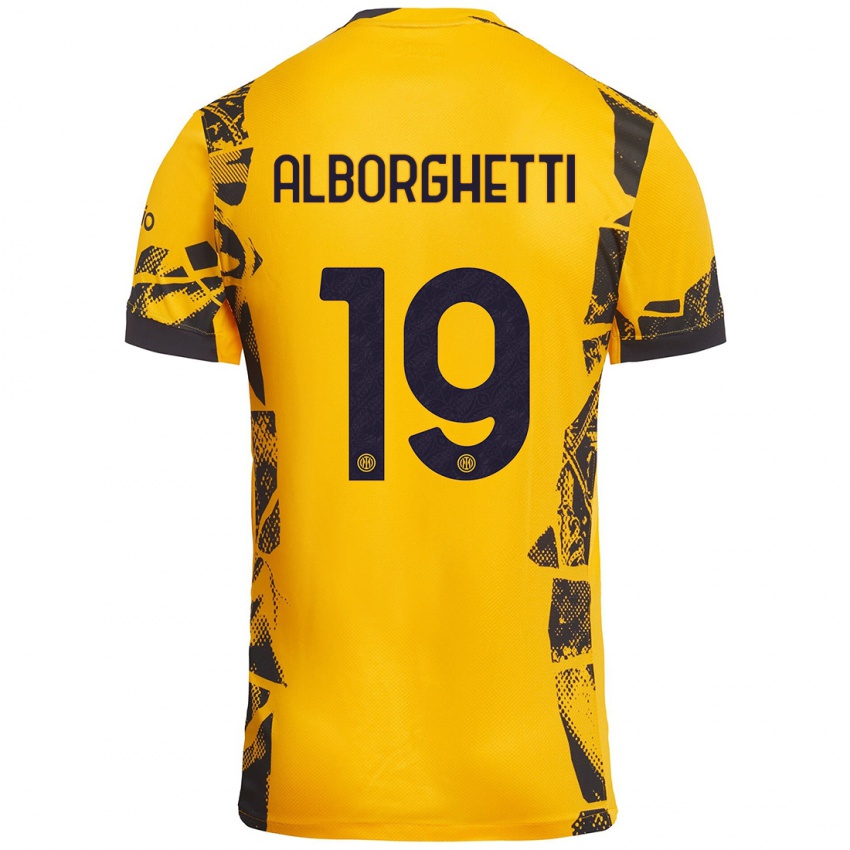 Niño Camiseta Lisa Alborghetti #19 Dorado Negro Equipación Tercera 2024/25 La Camisa Argentina