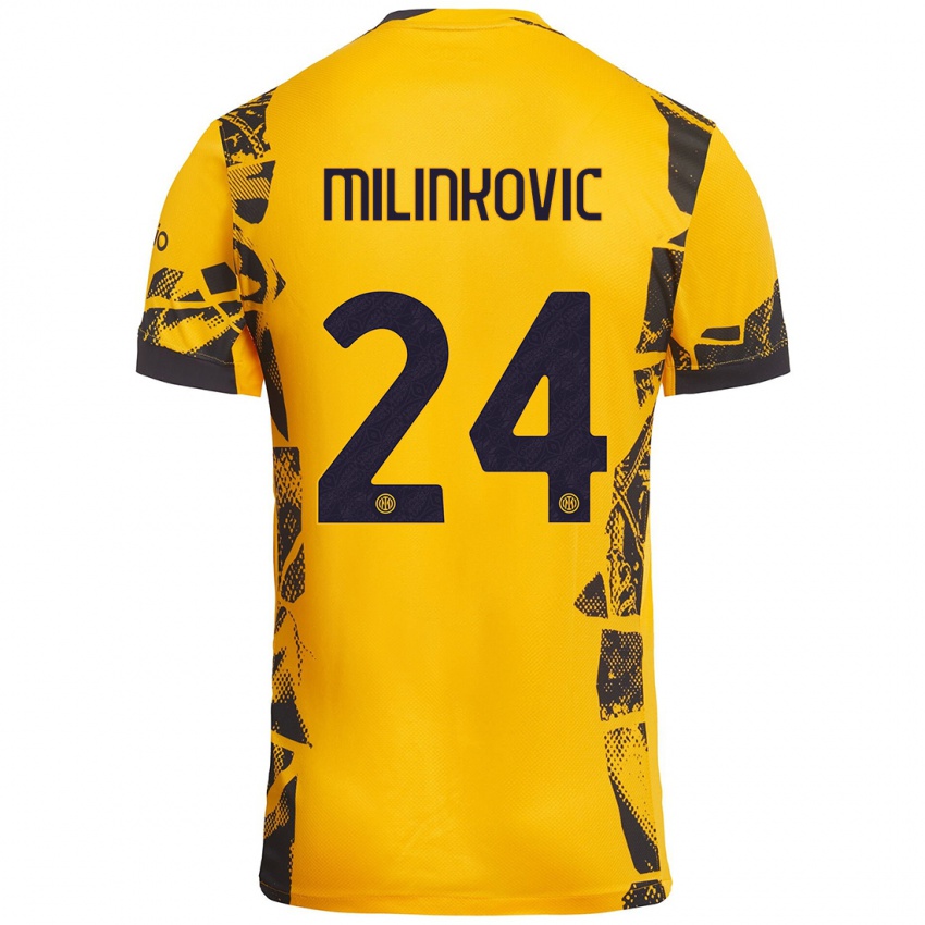 Niño Camiseta Marija Milinković #24 Dorado Negro Equipación Tercera 2024/25 La Camisa Argentina