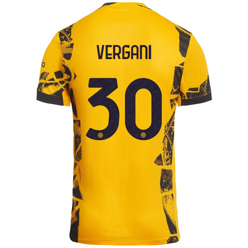 Niño Camiseta Bianca Vergani #30 Dorado Negro Equipación Tercera 2024/25 La Camisa Argentina