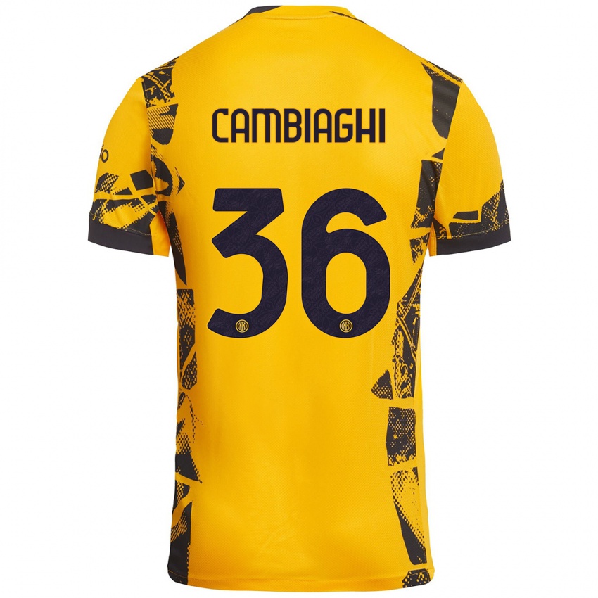 Niño Camiseta Michela Cambiaghi #36 Dorado Negro Equipación Tercera 2024/25 La Camisa Argentina