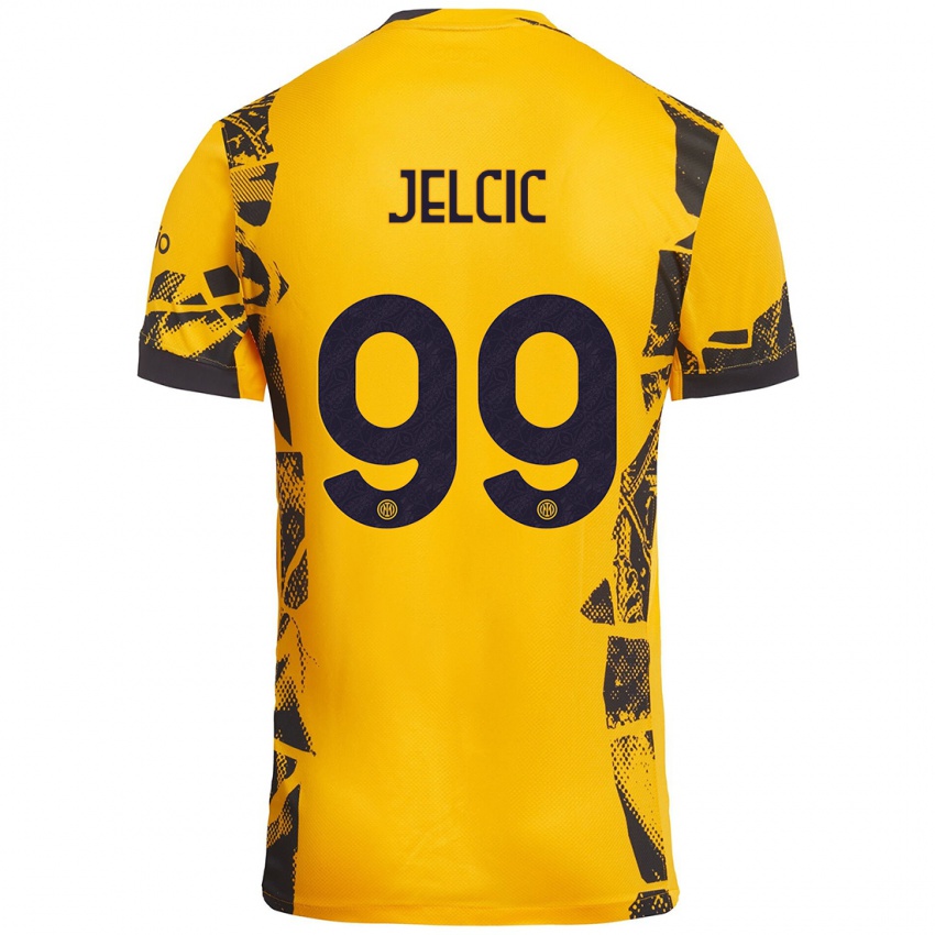 Niño Camiseta Maja Jelčić #99 Dorado Negro Equipación Tercera 2024/25 La Camisa Argentina