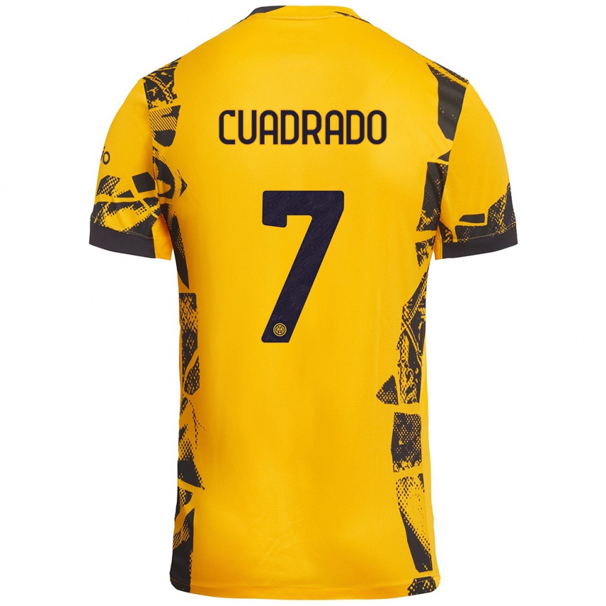 Niño Camiseta Juan Cuadrado #7 Dorado Negro Equipación Tercera 2024/25 La Camisa Argentina